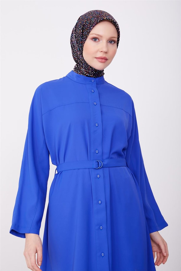 Önü robalı beli bağlamalı tunik 23K4719 Morcivert