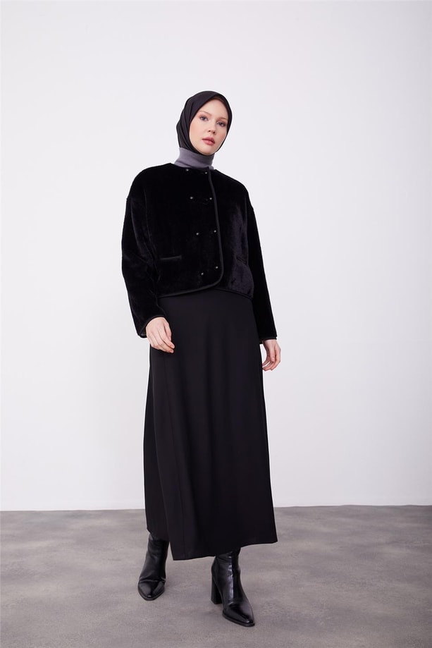 Armine Yumuşak Tuşeli Örme Hırka 23K5314 Siyah