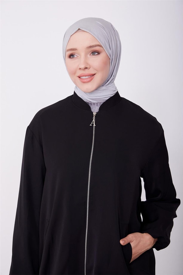 Armine Astarı Renkli Bomber Ceket 23K5403 Siyah