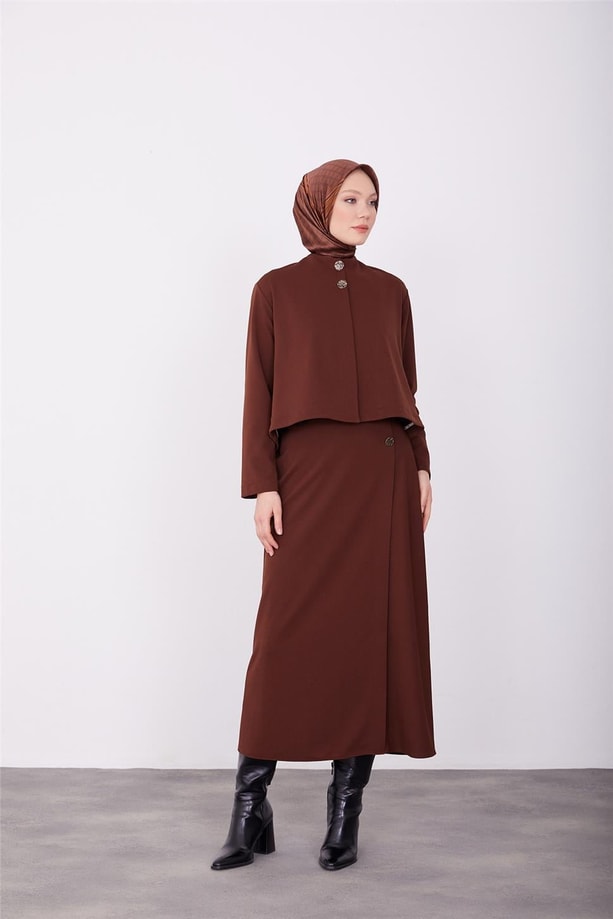 Armine Vatkalı Etekli Takım 23K6707 Acı Kahve