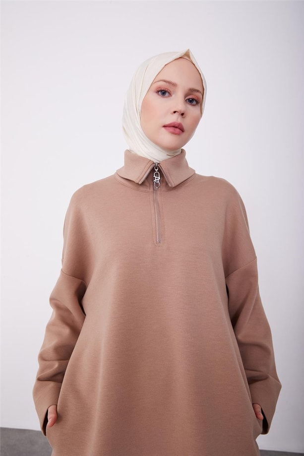 Polo Yaka Örme Bluz Pantolon Takım 23K6730 Latte