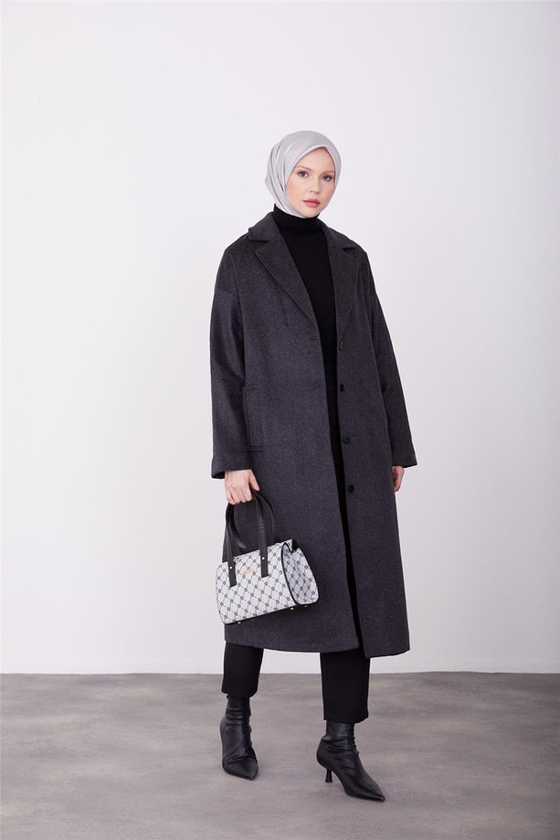 Armine tek düğmeli kaban 23K7202 Antrasit