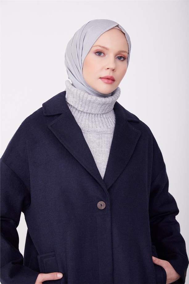 Armine Tek Düğmeli Kaban 23K7202 Lacivert