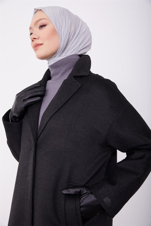 Armine tek düğmeli kaban 23K7202 Siyah