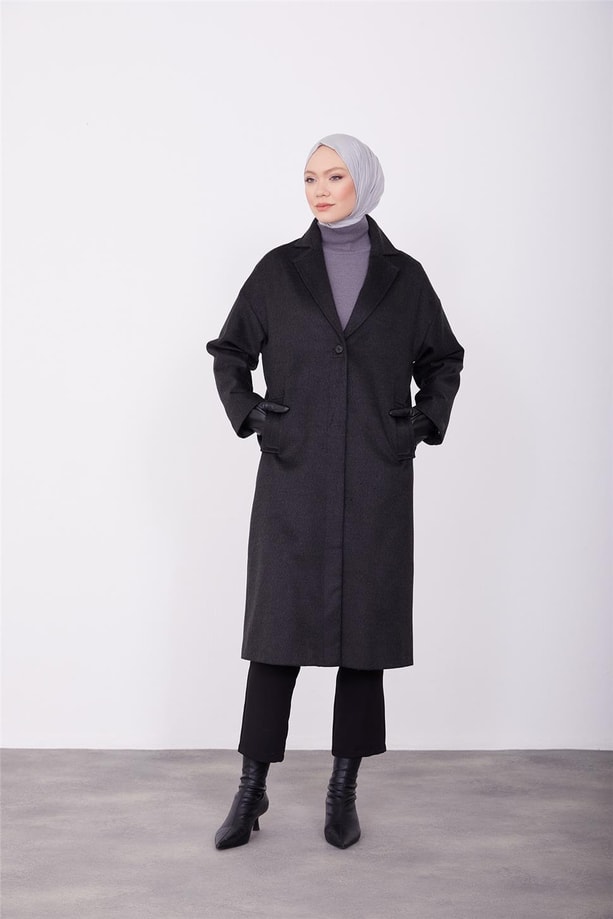 Armine tek düğmeli kaban 23K7202 Siyah
