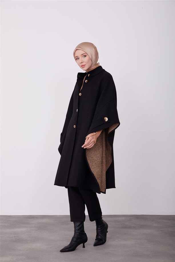 Armine İçi Elbiseli Panço 23K7300 Siyah