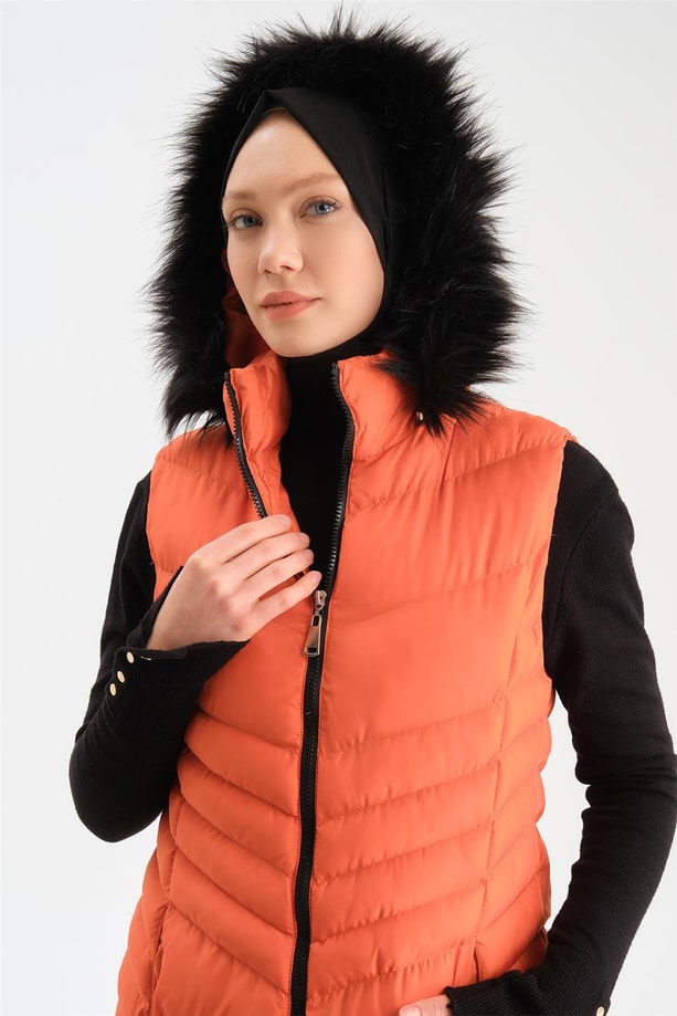 Armine Kapitone Mont 23Kd8305 Oranj