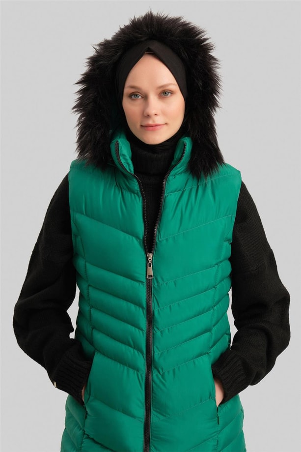 Armine Kapitone Mont 23Kd8305 Benetton Yeşili