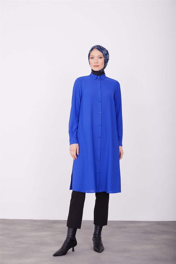 Armine Uzun Kollu Armine Logolu Tunik 23KH411 Morcivert