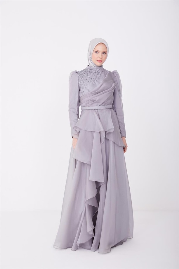 Armine Abiye Elbise 23YD1902 Gri