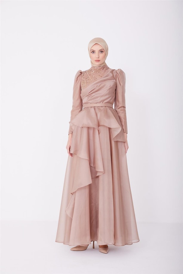 Armine Abiye Elbise 23YD1902 Vizon