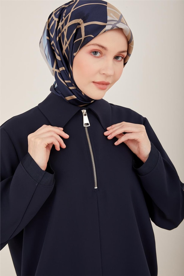 Armine Polo Yaka Grogrenli Bluz 23Y3303 Lacivert