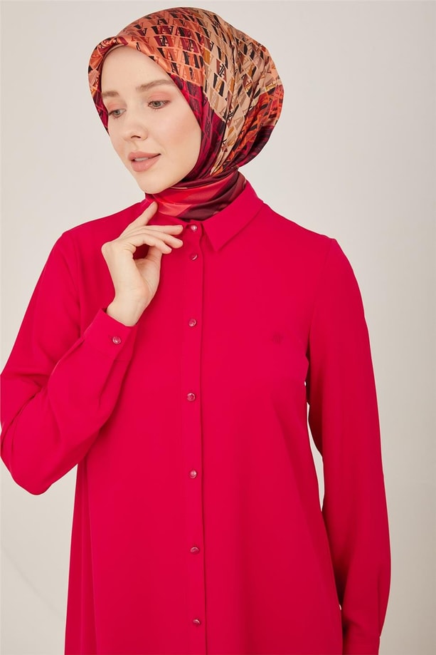 Armine Uzun Kollu Armine Logolu Tunik 21KH411 Kırmızı