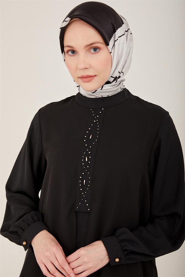 Armine Boncuklu Ve Şifonlu Tunik 23Y4429 Siyah