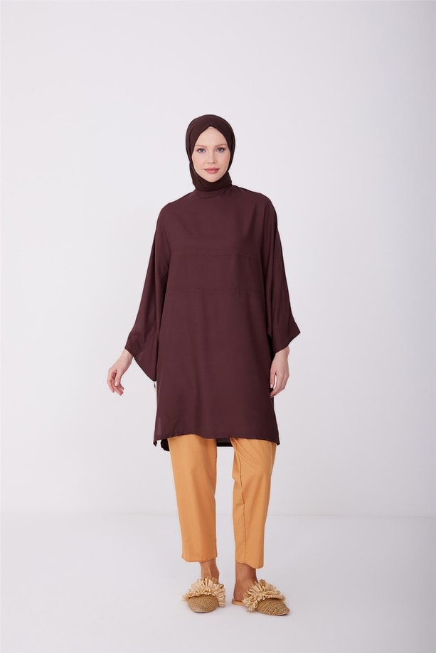 Armine Kimono Kollu Naturel Tunik 23Y4435 Bitter