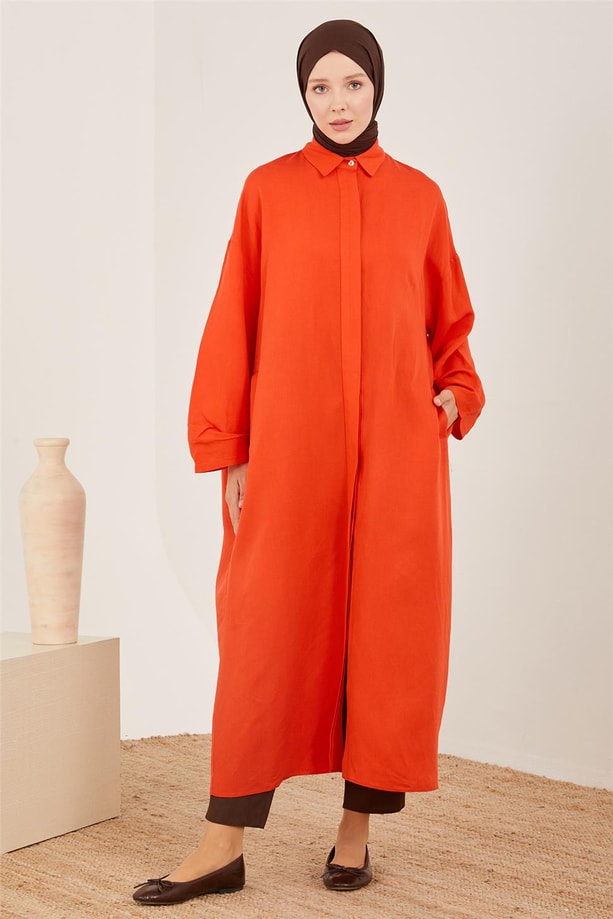 Armine Keten Kolu Pileli Giy Çık 23Y5113 Kırmızı