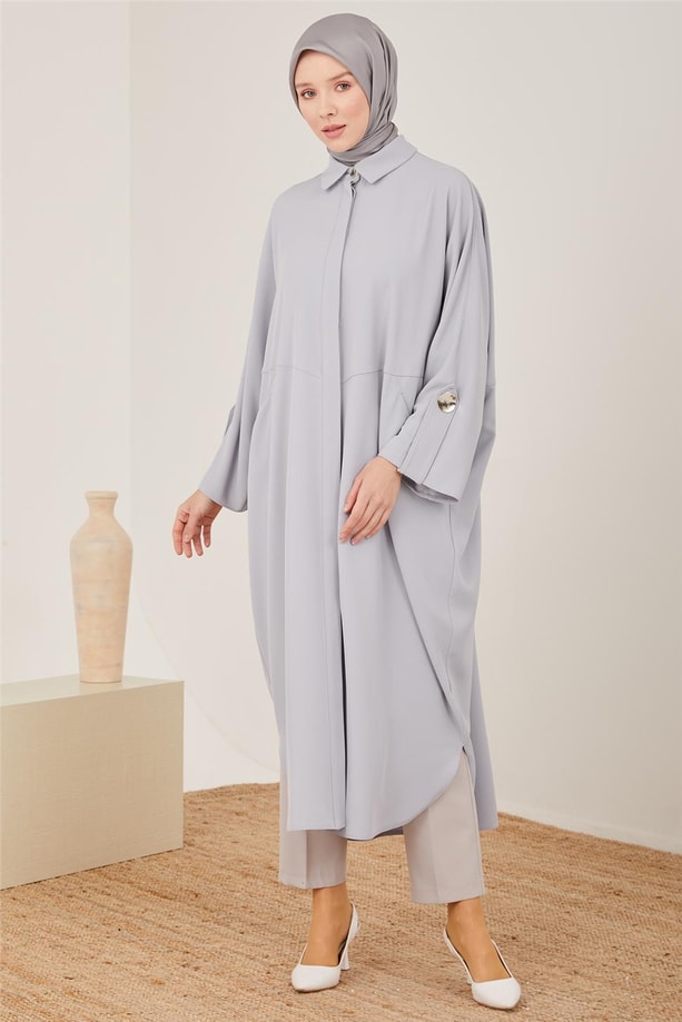 Armine Oversize Apoletli Kap 23Y7002 Gri