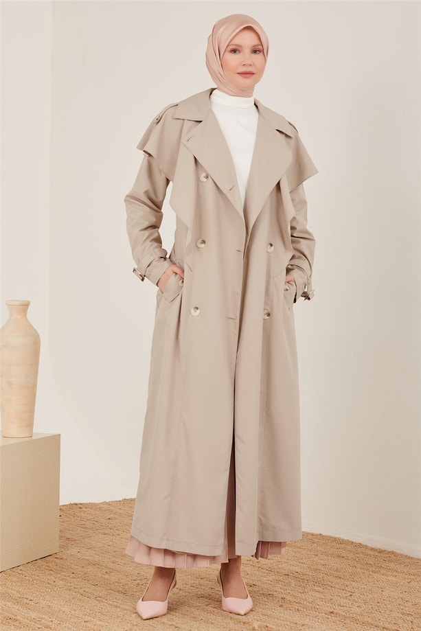 Armine Rüzgarlığı Volanlı Trenchcoat 23Y8300 Bej