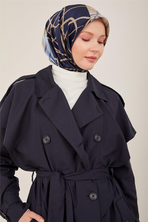 Armine Rüzgarlığı Volanlı Trenchcoat 23Y8300 Lacivert