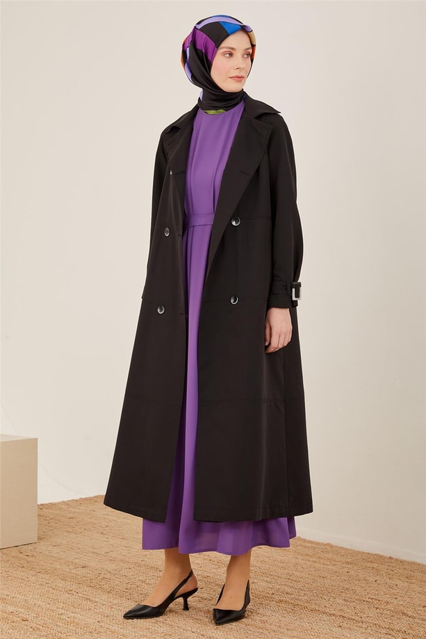 Armine Kesikli Pardesü 23Y8302 Siyah