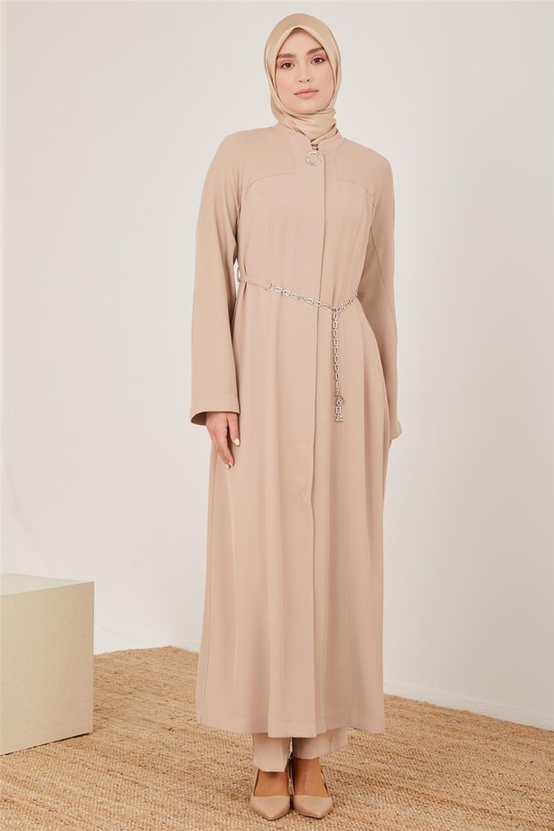 Armine Logolu Kemerli Kup Detaylı Pardesü 23Y8309 Bej