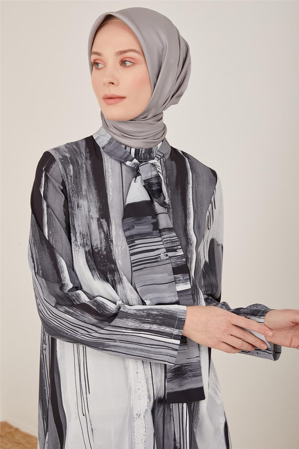 Armine Şifonlu Elbise 23Y9605 Siyah