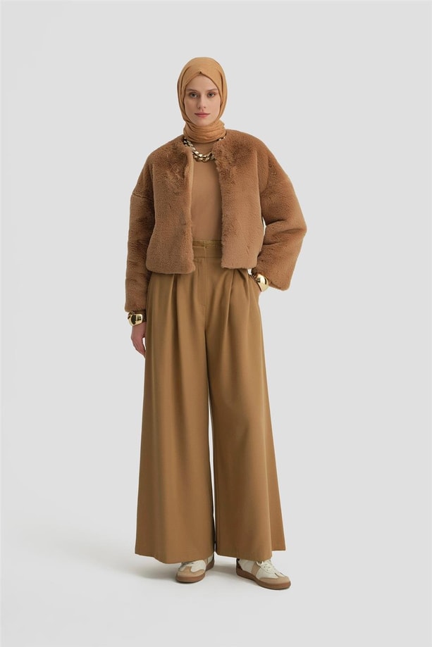 Armine Pileli Pantolon Etek 24K2709 Camel