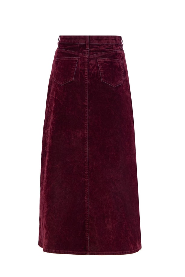 Armine Flok Baskılı Denim Takım 24KD3401 Bordo