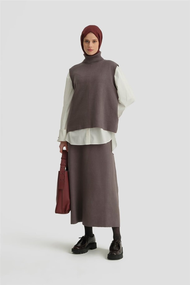 Armine Sıfır Kol Kazak Etekli Takım 24KD4220 Antrasit