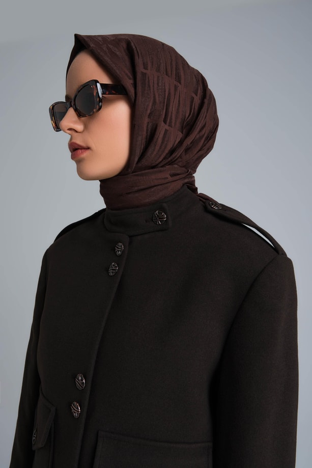 Armine Apoletli Ceket 24K5713 Kahverengi