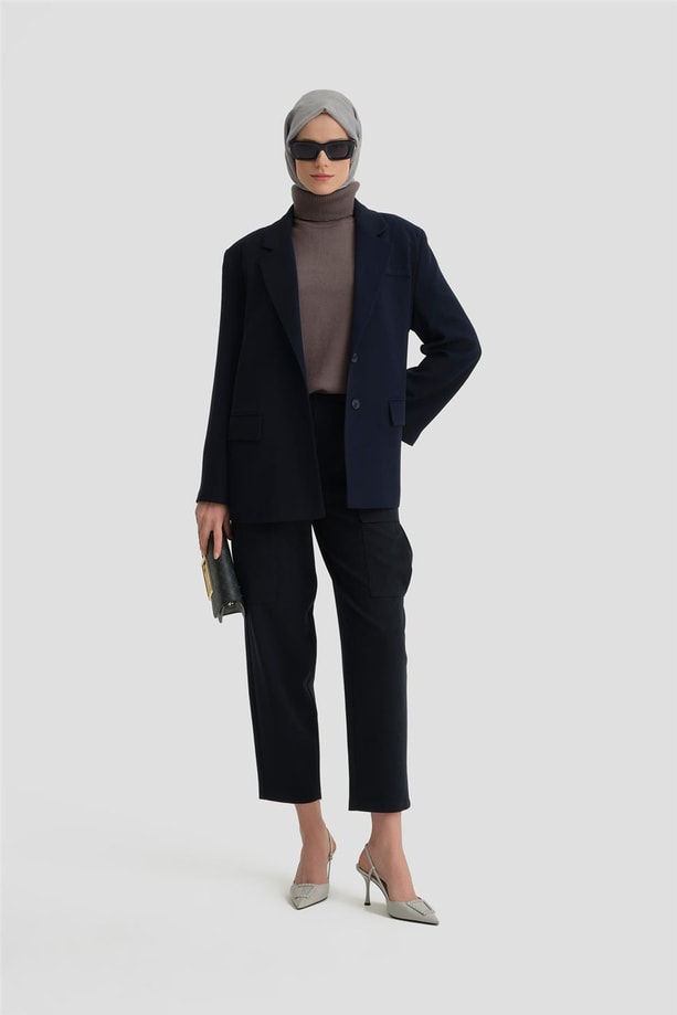 Armine İki Düğmeli Blazer Ceket 24KH5731 Lacivert