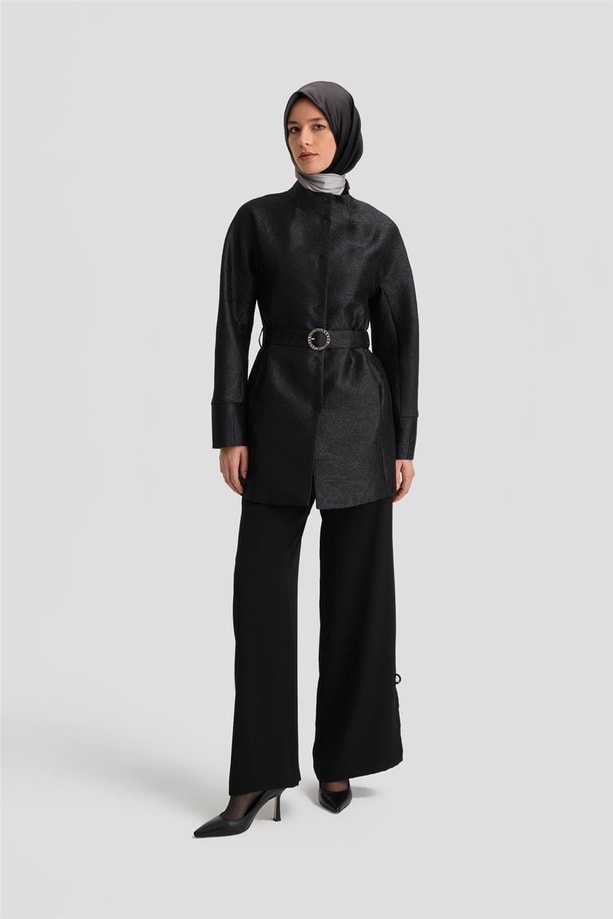 Armine Taşlı Tokalı Jakar Kap 24K7505 Siyah