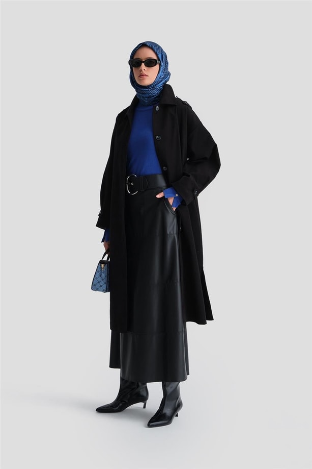 Armine Yarım Astarlı Pamuk Kap 24K7516 Siyah