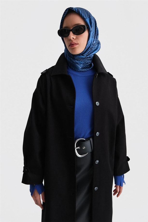 Armine Yarım Astarlı Pamuk Kap 24K7516 Siyah