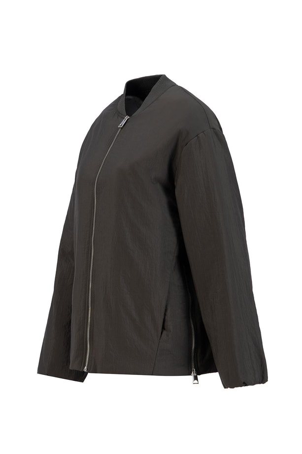 Armine Yaka Ribanalı Bomber Mont 24KD7522 Haki