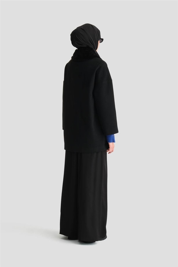 Armine Seyyar Kürklü Kısa Kaban 24K7601 Siyah