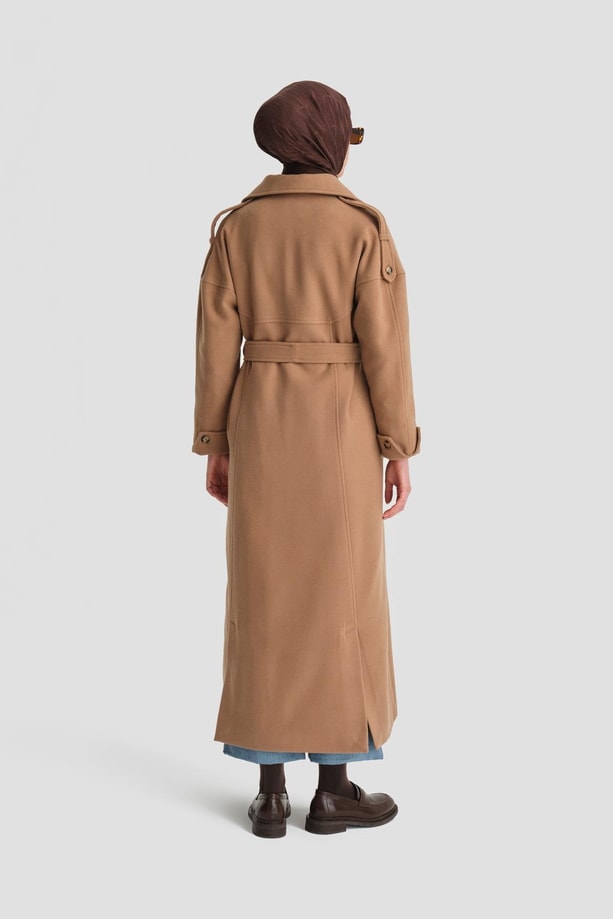 Armine Kup Kesikli Manto 24K8107 Camel