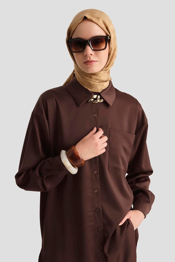 Armine Basic Gömlek 24KD9240 Acı Kahve