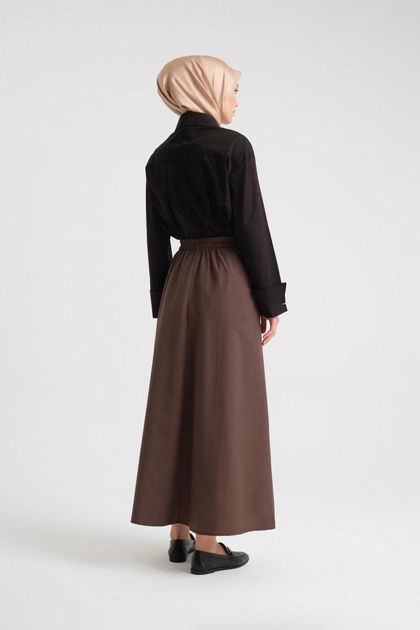 Armine Arkası Lastikli Basic Etek 24Y1617 Acı Kahve
