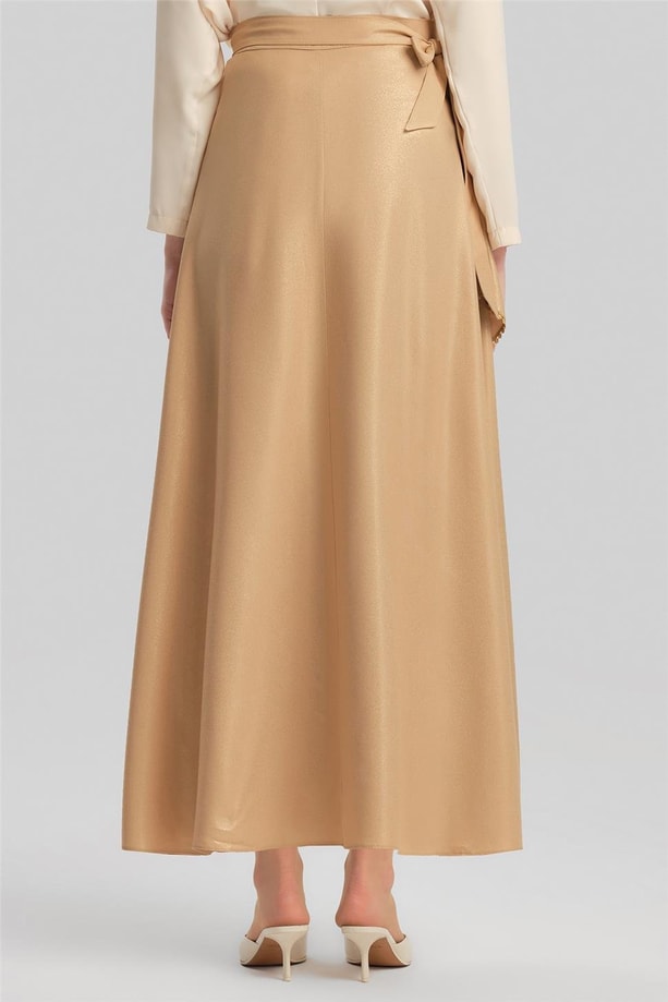 Armine Simli Viskon Dolama Etek 24Y1626 Camel