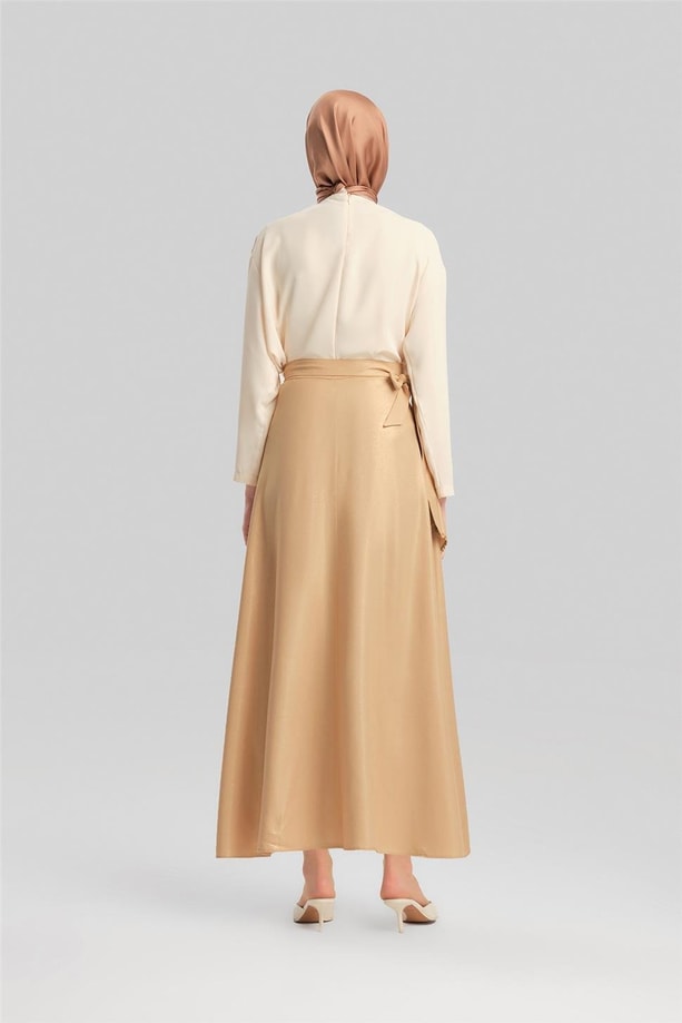 Armine Simli Viskon Dolama Etek 24Y1626 Camel