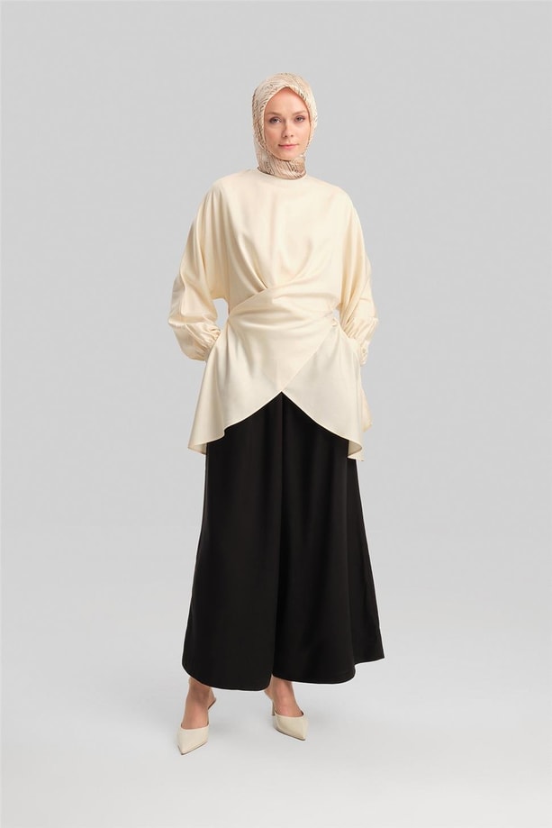 Armine Beli Lastikli Basic Pantolon 24Y2614 Siyah