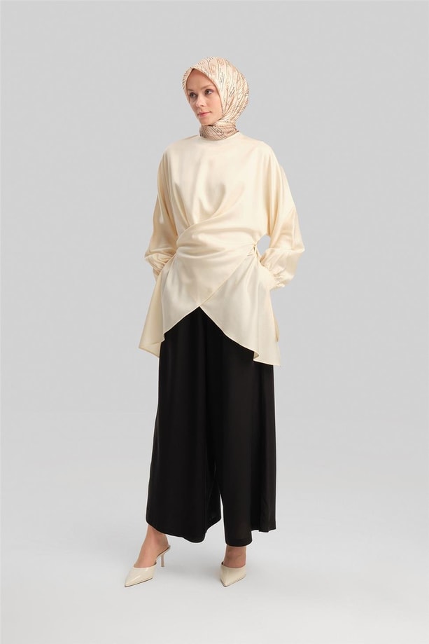 Armine Beli Lastikli Basic Pantolon 24Y2614 Siyah