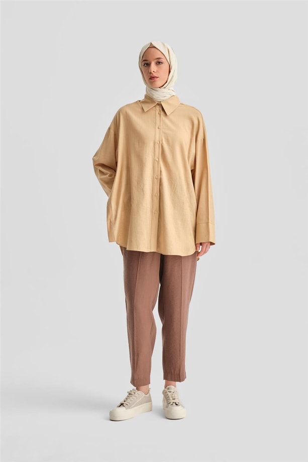 Armine Düğmeli Modal Pantolon Armine Düğmeli Modal Pantolon 24K2621 Acı Kahve