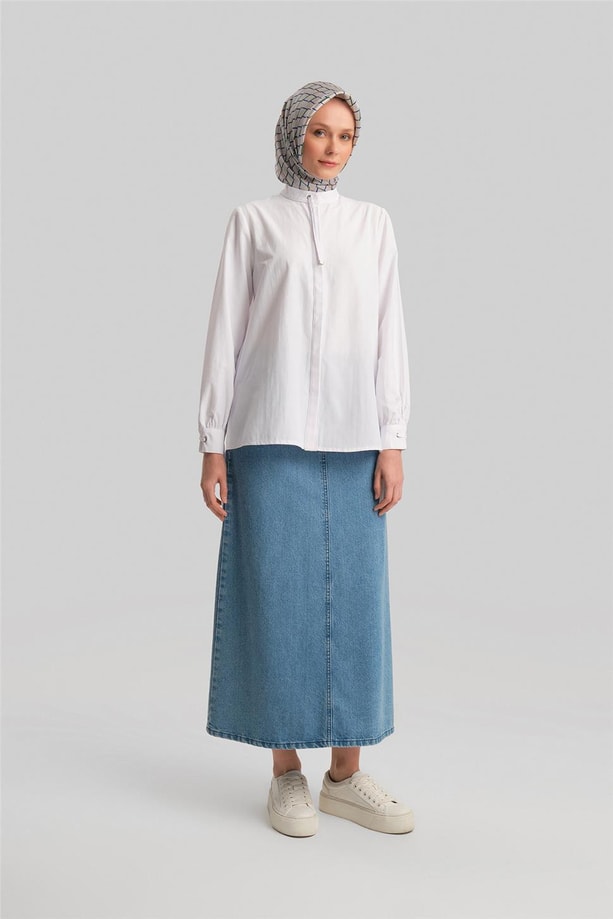 Armine Biye Detaylı Gömlek 24Y3532 Beyaz