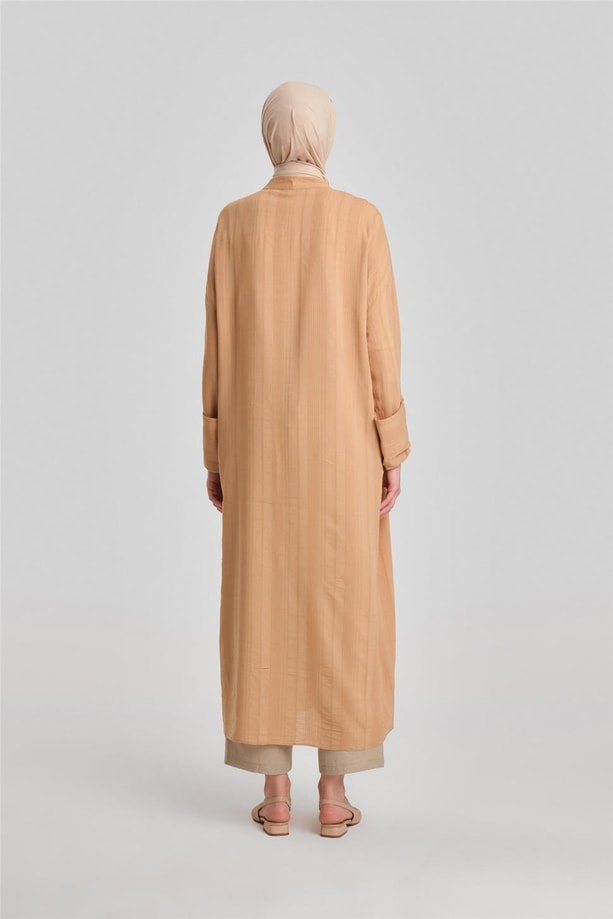 Armine Çizgi Efektli Tunik Elbise 24Y4104 Camel