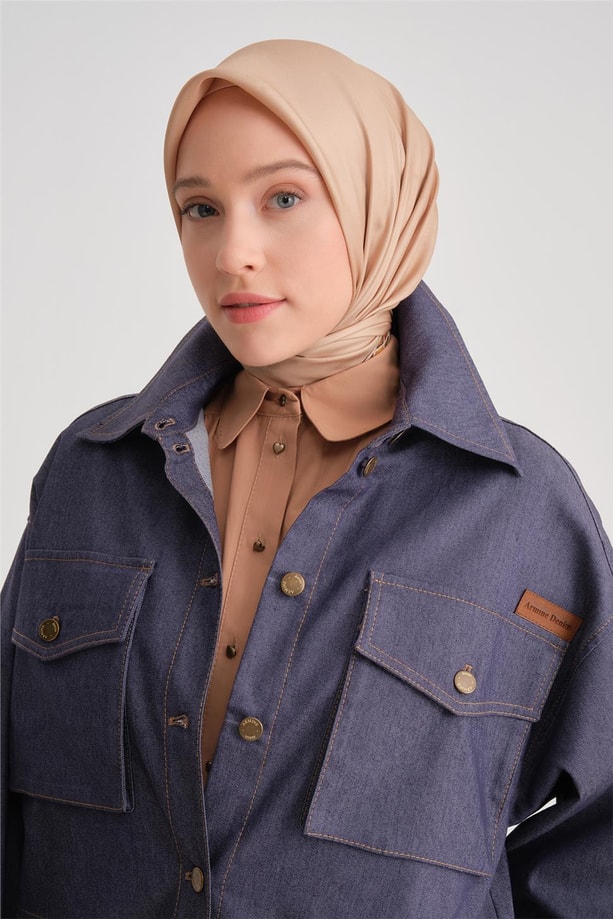 Armine Midi Boy Denim Gömlek Ceket 24Y5403 Lacivert