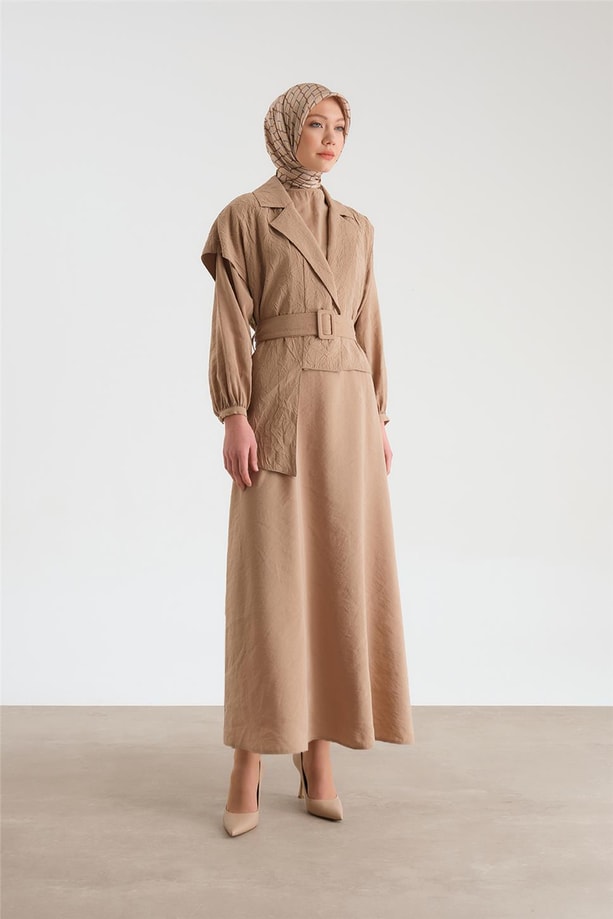Armine Asimetrik Yelekli Takım 24Y6802 Camel