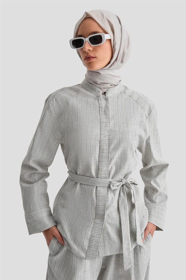 Armine Kalın Çizgili Pamuk Takım 24Y6853 İndigo