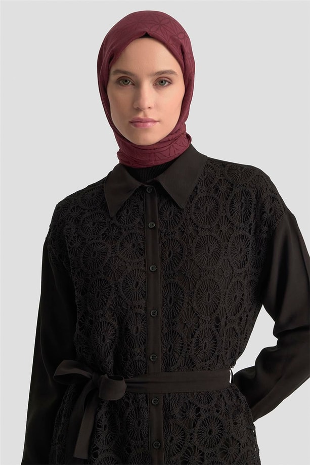 Armine Dantelli Tunik 25KM1027 Siyah
